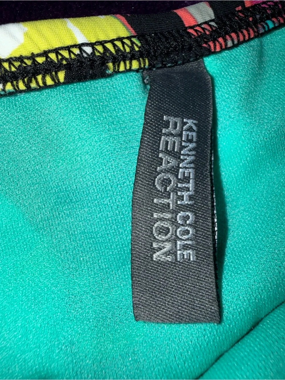 Kenneth Cole Reaction Teal Swimwear with Multicolor Trim - Picture 4 of 9